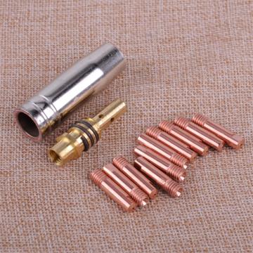LETAOSK New 12pcs MB 15AK MIG/MAG Welding Torch Contact Tip 0.8 x 25mm M6 Gas Nozzle Shroud Holder Kit