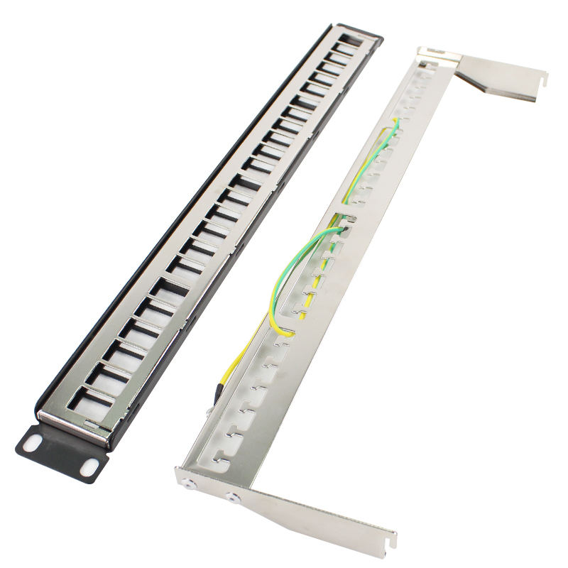 19''1U Metal Shielded 24 Port Patch Panel FTP Cabinet Rack Distribution Frame RJ45 Network Cable Adapter CAT6 7 5 Keystone Jack