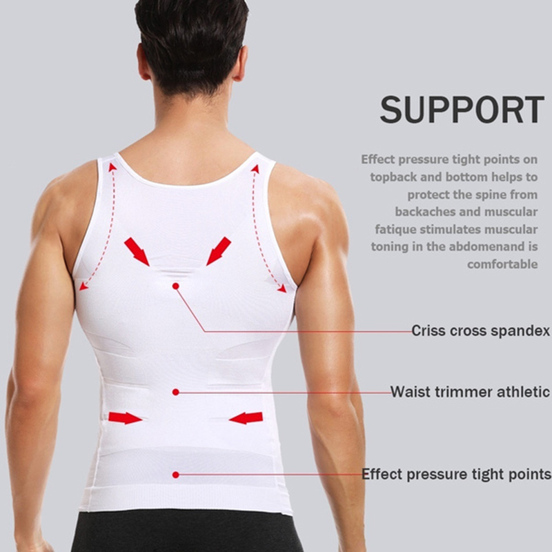 Mens Slimming Body Shaper Vest Abdomen Slim Shirt Compression Tank Shaperwear Workout Vest Abs Abdomen Waist Trainer Body Shaper