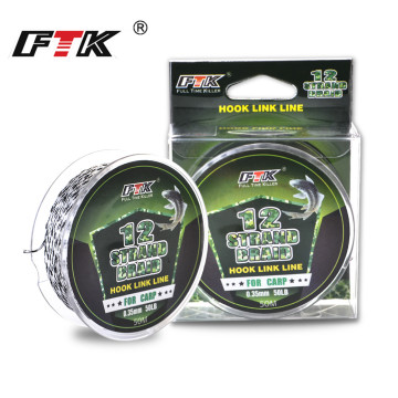 FTK 50M 12 Strands Hook Link Line Multifilament Braided Fishing Line 30LB-50LB PE Fishing Rope Supper Strong Saltwater For Carp