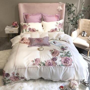 Luxury Embroidery Bedlinen Fowers Bedding Set Egyptian Cotton Duvet Cover Flat Sheet Pillowcases 4/7pcs 37