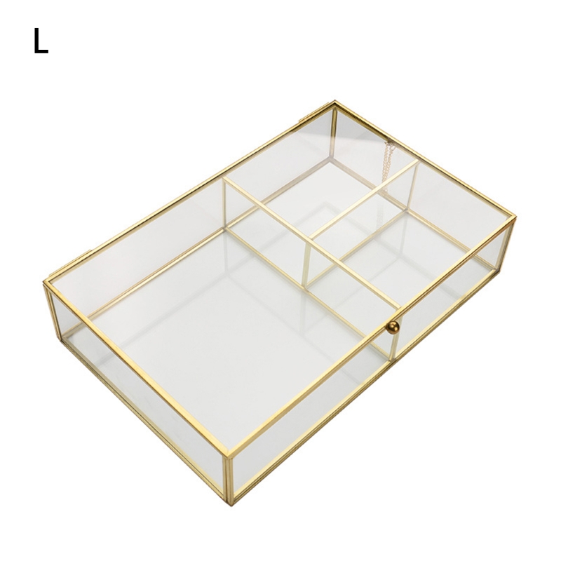 Geometric Clear Glass Jewelry Box Jewelry Organizer Holder Tabletop Succulent