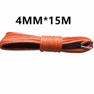 Hot Sale 4mm x 15m Synthetic Winch Line UHMWPE Fiber Rope Towing Cable Car Accessories For 4X4/ATV/UTV/4WD/OFF-ROAD