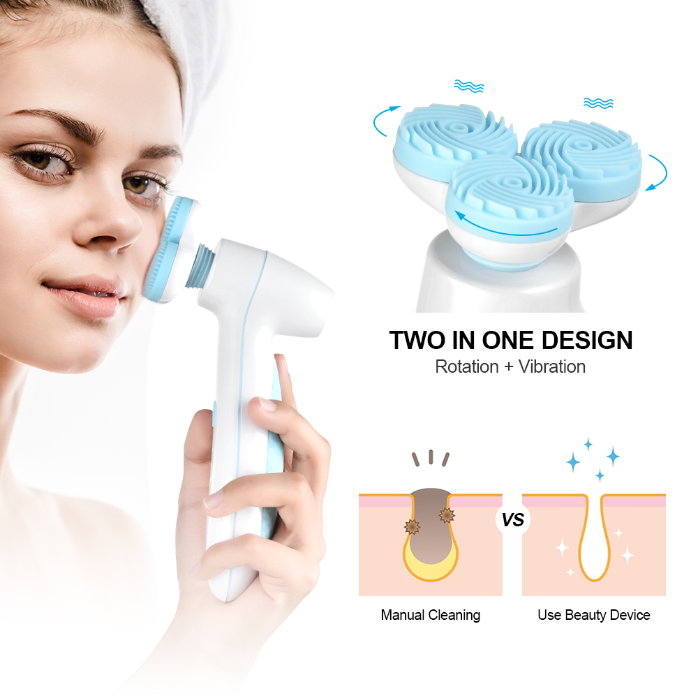 Facial Cleansing Brush Sonic Vibration Mini Face Cleaner Skin Peeling Blackhead Removal Pore Cleanser Face Massager Device