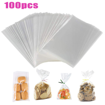 100/50pcs Transparent Opp Plastic Bags for Candy Lollipop Cookie Packaging Clear Cellophane Bag Wedding Party Gift Bag Open