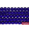 Smooth Blue Glass Loose Beads 15" Strand 6 8 10 MM Pick Size For Jewelry Making
