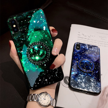 Glitter Conch Shell Case For Huawei P30 Lite P20 Honor 20 V10 V20 9X Mate 20 30 Y9 Bling marble diamond Ring bracket Cover