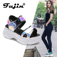 Fujin Brand Women Sandals 2021 New Fashion Ladies Casual Shoes Women's Wedges Buckle Strap Platform Shoes 5 CM Summer Sandals