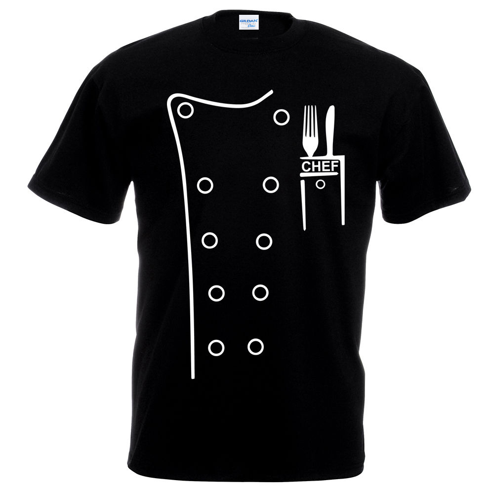 Homme T-Shirt Men Fashion Chef Tee Shirt Black Funny Novelty Head Cook Kitchen Cooking Bar Stafft Shirts For Men