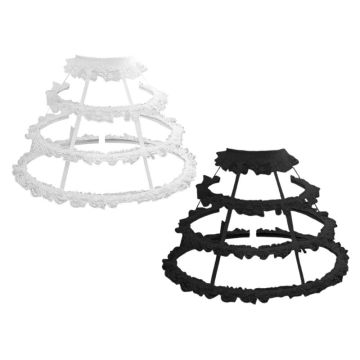 Lolita Dress 3 Hoops Hollow Out Cage Petticoat Skirt Steel Boned Wedding Bride Vintage Underskirt Ruffles Lace Bustle Crinoline