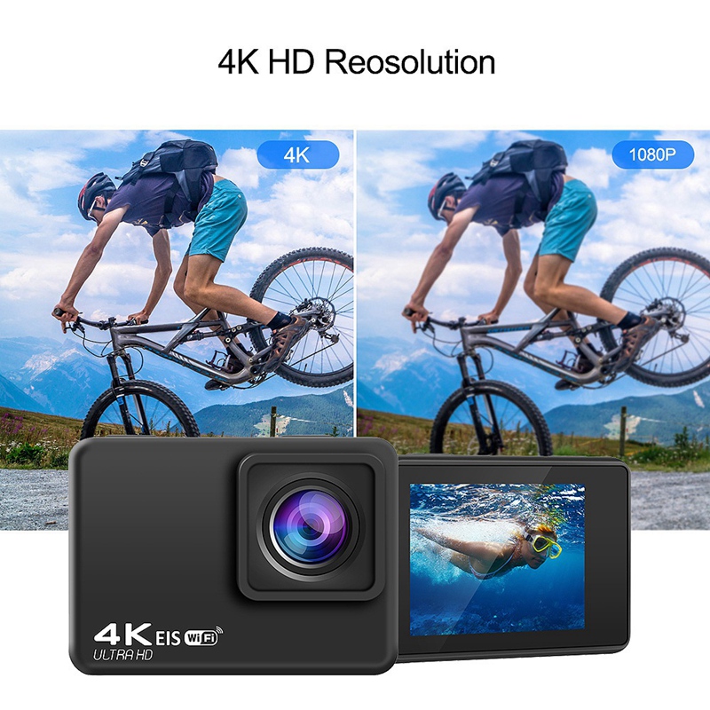 Sports Camera 4K60FPS Waterproof Sports Camera EIS Stabilization WIFI Remote Control Sports DV