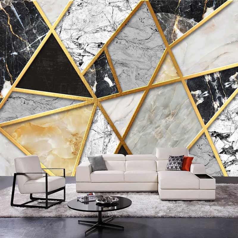 Modern Simple Marble Geometric Pattern Mural Wallpaper 3D Abstract Art Wall Paper Living Room TV Home Decor Luxury 3 D Frescoes