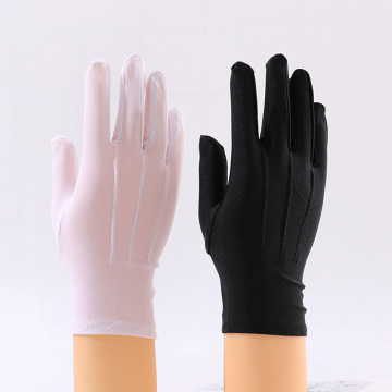 Women Men Short Ceremony Gloves Solid Black White Summer Thin Sunscreen Wrist Gloves Unisex Performance Stretch Spandex Gloves