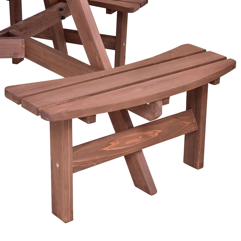 COSTWAY 6-Person Patio Wood Picnic Table Beer Bench Set Outdoor Patio Furniture OP70443