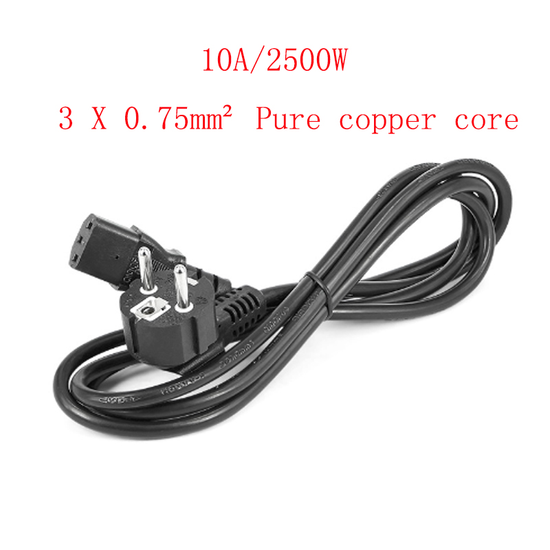 1.5m 1.8m Pure copper core EU Power Extension Cord European IEC C13 Power Supply Cable 3X0.75 mm2 High current power 10A/2500W