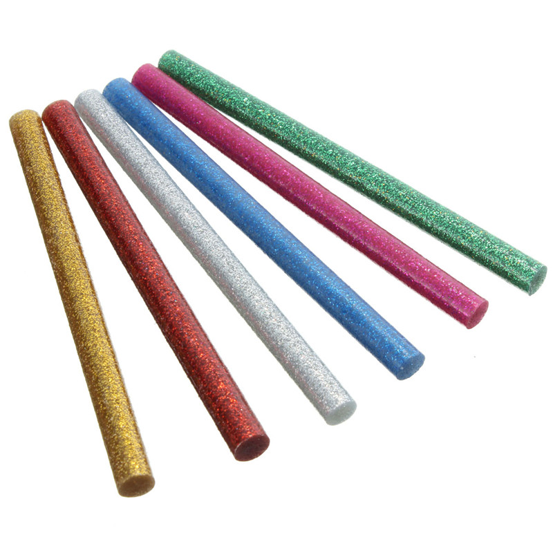 JimBon 10Pcs 7x100mm Colorfuls Glitter Hot Melt Glue Sticks For 7mm Glue Gun Craft Album Repair Accessories Adhesive