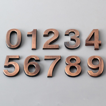 Bronze Digital 0-9 Hotel Adhesive Plating Digital Metal Building Door Address Floor Number Hotel Number Sticker Plate Sign