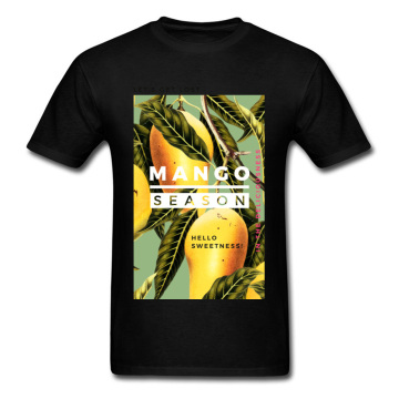 Casual T Shirt Plain Crew Neck Mango Season Apparel Cotton Fabric Youth Tops Shirt Design Short Sleeve Sweatshirts