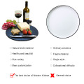 ICESTCHEF Round Natural Black Slate Western Steak Plates Slate Dinner Plate Kitchen Cheese Pizza Flat Fruit Tray