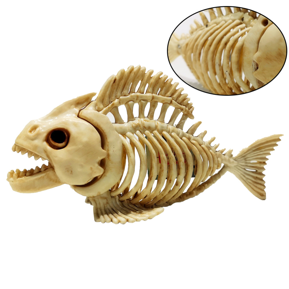 Halloween Simulated Fish Skeleton Horror Animal Bones Funny Plastic Props Party Supplies for Home Bar School Learning