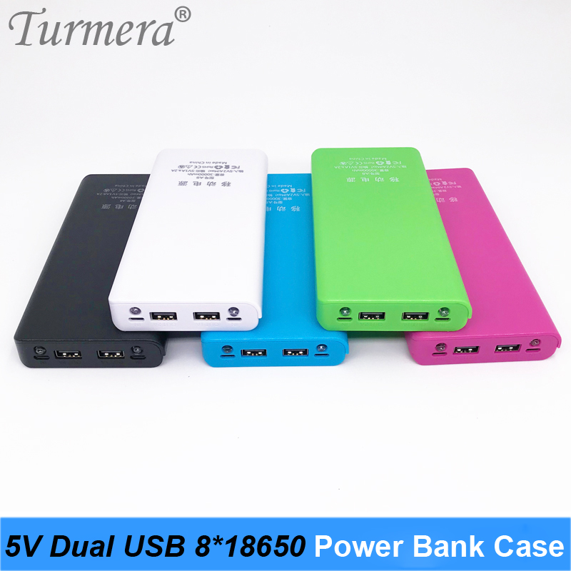 5V Dual USB 8*18650 Power Bank Battery Box Mobile Phone Charger DIY Shell Case Suggest NCR18650B HG2 18650 Battery storage case