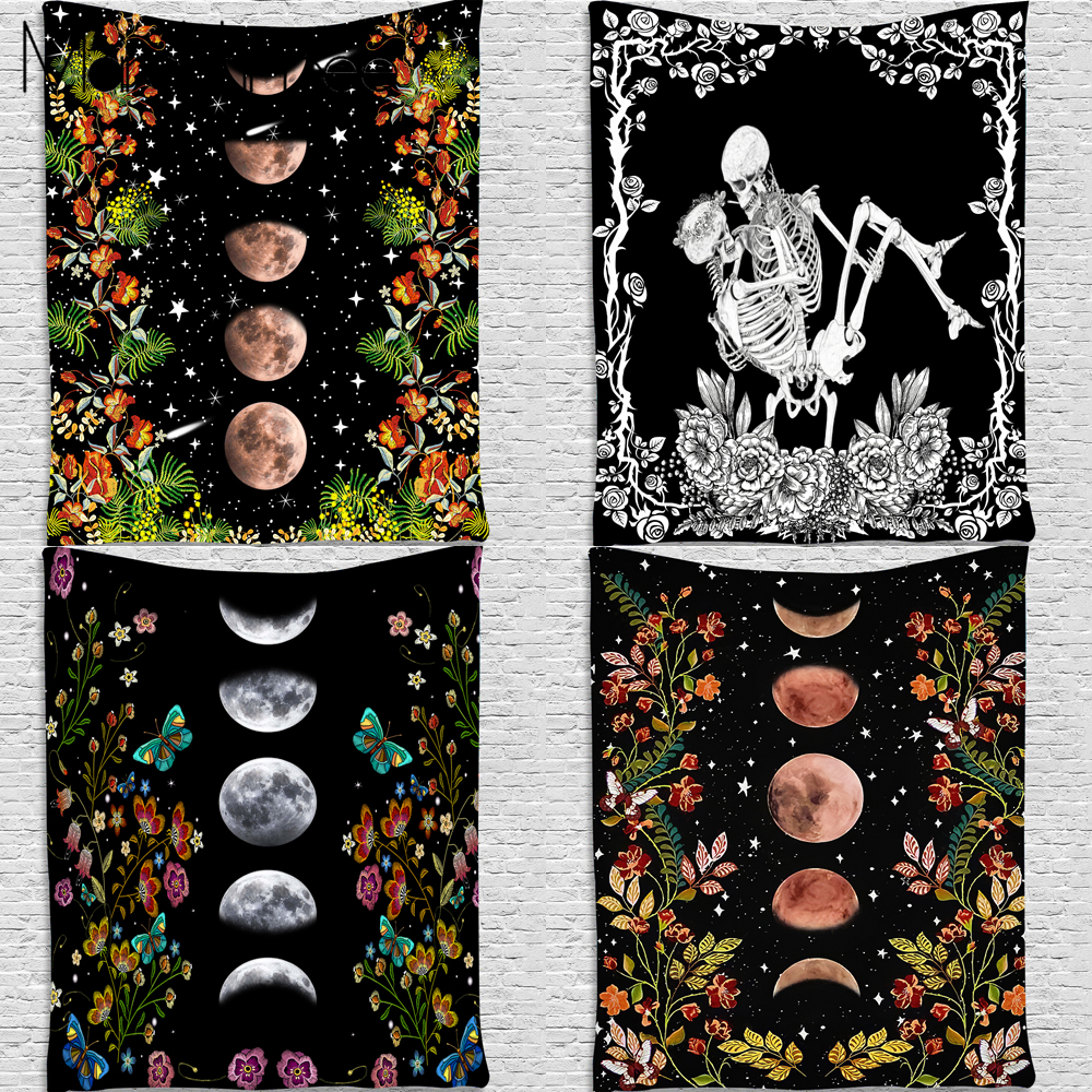 Psychedelic Flower Moon Tapestry Wall Hanging Starry Sky Room Decor Large Carpet/Sheets/Yoga Mat Art Home Decoration Accessories