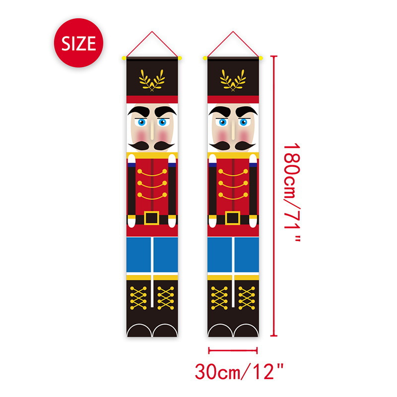 Christmas Door Curtain, Cartoon Soldier Print Portiere Hanging Flag Decoration Cloth Christmas Decorations 2021