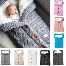 1pc Winter Baby Sleeping Bag Envelope Kids Sleepsack Knit New Born Blanket Sweater Stroller Knitted Sleep Sack Newborn Swaddle