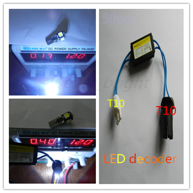 50pcs T10/T15 W5W 194 Error Free Load Resistor Wiring LED Decoder Warning Flashing Canceller Adapter For European Car Lights