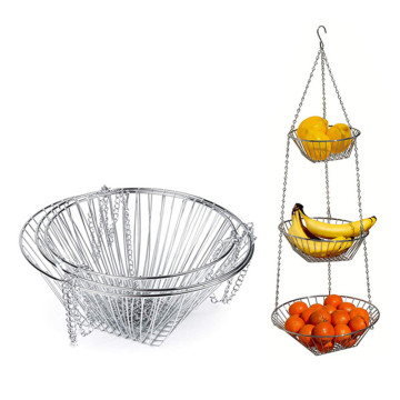 3 Layers Fruit Vegetable Hanging Basket Household Accessories Foldable Storage Hanger