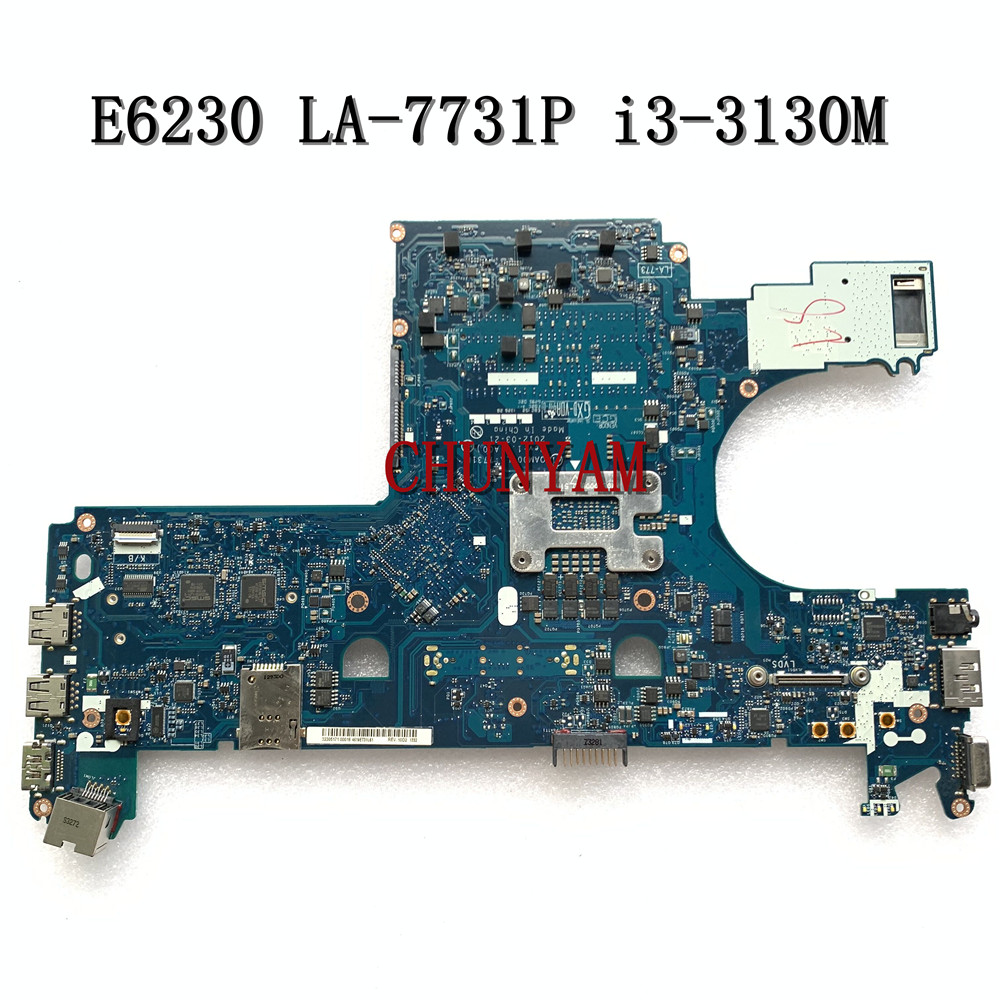 QAM00 LA-7731P I3-3130M FOR Dell Latitude E6230 Laptop Motherboard CN-0W7YTC W7YTC Mainboard 100% test