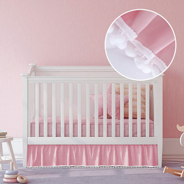 Hot Sale Rufflled Bed Skirt with Tassel Baby Children Crib Bed Skirt Home Bed Cover Couvre Lit Bedroom Bed Skirt Solid Color
