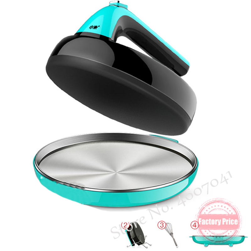 220V Blue Automatic Nonstick Stainless Steel Crepe Makers Mini Pancake Machine Household Electric Baking Pan with Metal Stent