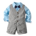 Kids Boy Formal Suits Party Birthday Clothes Set Gentleman Baby Boys Suit Tops Shirt Waistcoat Tie Pant 4PCS Set Clothes