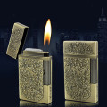 Classic Flint Jet Lighter Gas Torch Lighter Ultra Thin Pattern Free Fire Cigarette Crisp Sound Butane Lighter Gadgets For Man