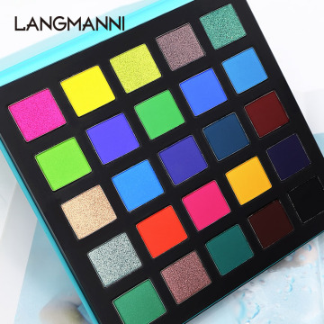 Langmanni 25 Color Matte Pearlescent Shimmer Eyeshadow Palette Delicate Long-lasting Makeup Eye Shadow Waterproof Comestic TSLM2