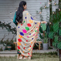 2020 India Ethnic Styles Lady Embroideried Saree Chiffon Shawl Beautiful Large Multicolour Hijab Comfortable Woman Hijab Scarf
