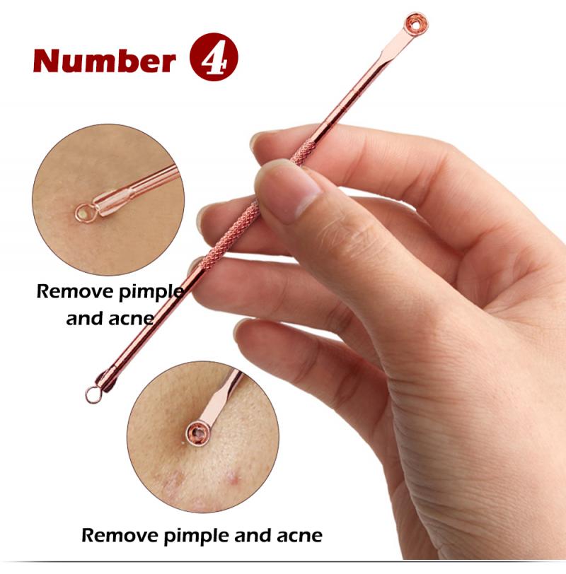 4pcs/set Rose Gold Acne Extractor Remover Blackhead Pimple Needles Blemish Treatment skin care puntos negros black head remover