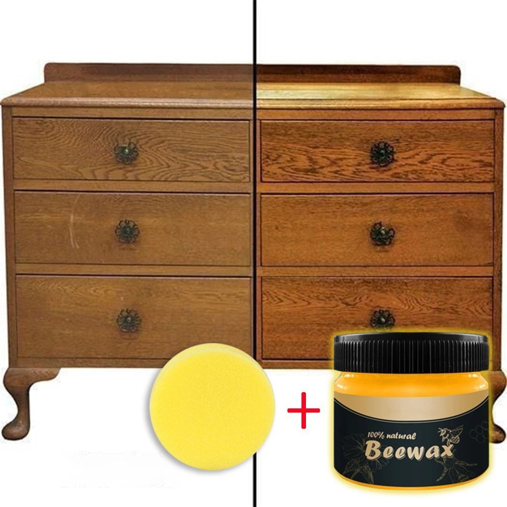Wood Seasoning Beewax With sponge Complete Solution Natural beeswax Furniture Care Beewax Home Cleaning 85g T&E