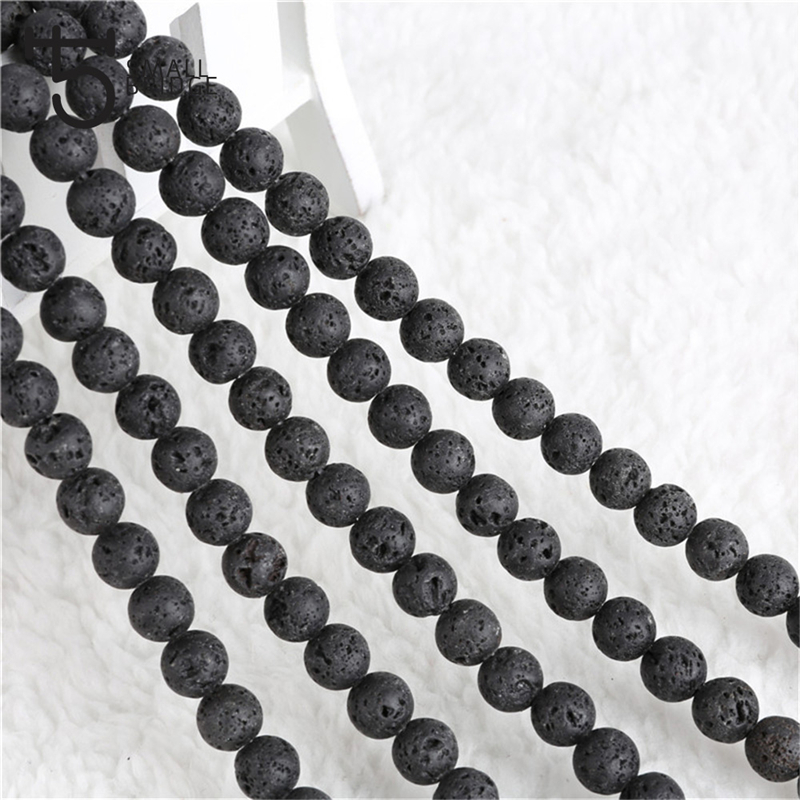 4 6 8mm Natural Lava Beads for jewelry Making Bracelet Diy Accessories Black Volcanic Rock Beads Wholesale P903