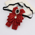 British Style Bowtie Collar Flower Imitation Pearls Bowknot Neckties Girls School Uniform Bank Professional Neck Bow Ties