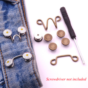 25/32mm Small Daisy Metal Garment Hooks Jeans Waist Adjusting Buckle Removable Rivet Button DIY Invisible Adjust Button Dropship