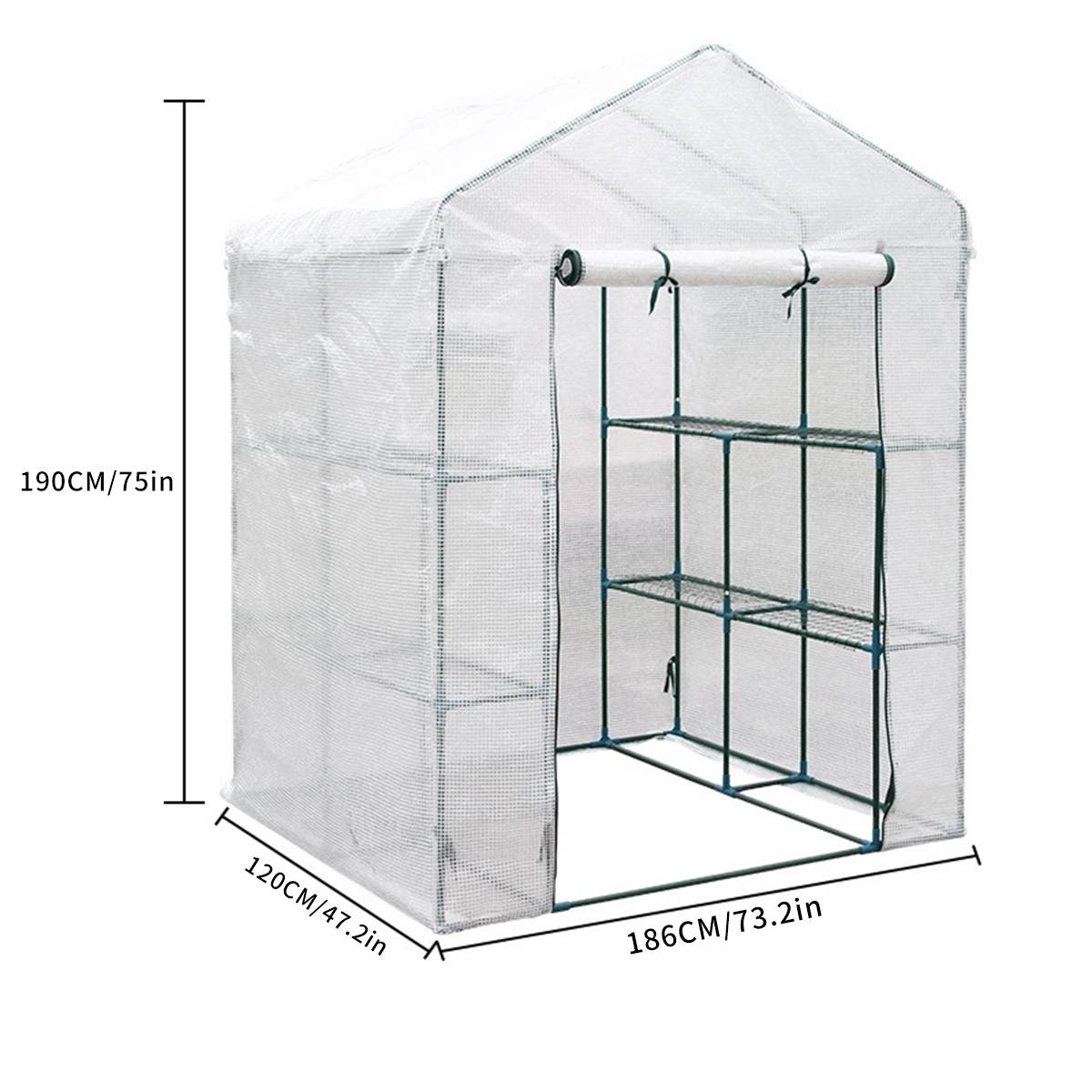Portable Greenhouse With Shelf Cover PVC Material Plants Flower House Outdoor Tent House Waterproof Cold resistant 186x120x190cm