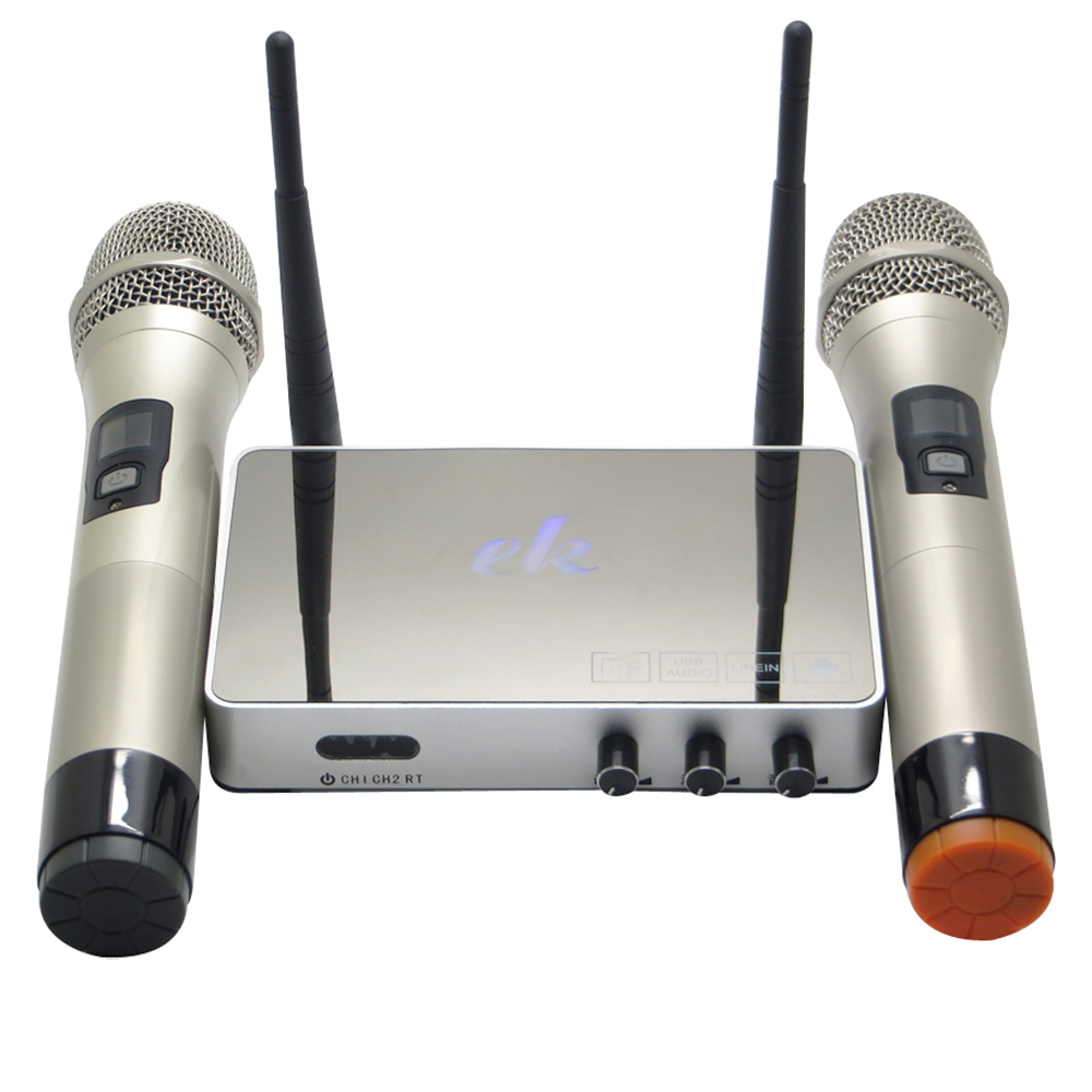 K5 Professional UHF Wireless V4.0 Microphone Family Home Car Karaoke Echo System Singing Microphone Box Karaoke Player