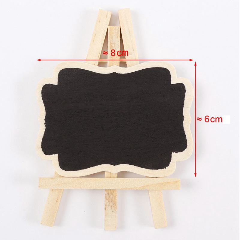 24 PCS Mini Wooden Blackboard Message Rectangular Slate Board Cards memo label Signs Price Digit Table