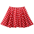 Big Girls Vintage 1950s Smooth Satin Polka Dots Back Zipper Closure Full Circle Flared Swing Skirt Casual Above Knee Mini Skirts