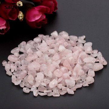 SAUVOO Approx.80cm/lot Irregular Natural Pink Crystal Quartz Gravel Crushed Stone Beads 5-8mm for DIY Jewelry Accessories F1818