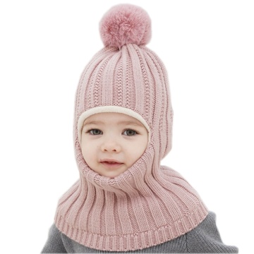 Baby Boy Hat for Girls Winter Knit Kids Beanie Hat Scarf with Solid Warm Scarf Velvet Lining One-piece Baby Cap Children's Hats