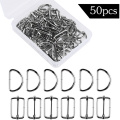 KAOBUY 25 PCS D Shape Rings + 25 PCS Metal Rectangle Adjuster Triglides Slides Buckle For Handbag Keychain Purse