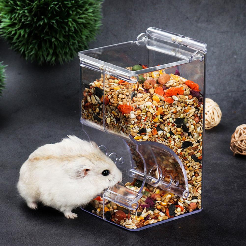 Hamster Automatic Feeder Transparent Food Dispenser Food Bowl Small Animals Hamster Feeding Watering Supplies